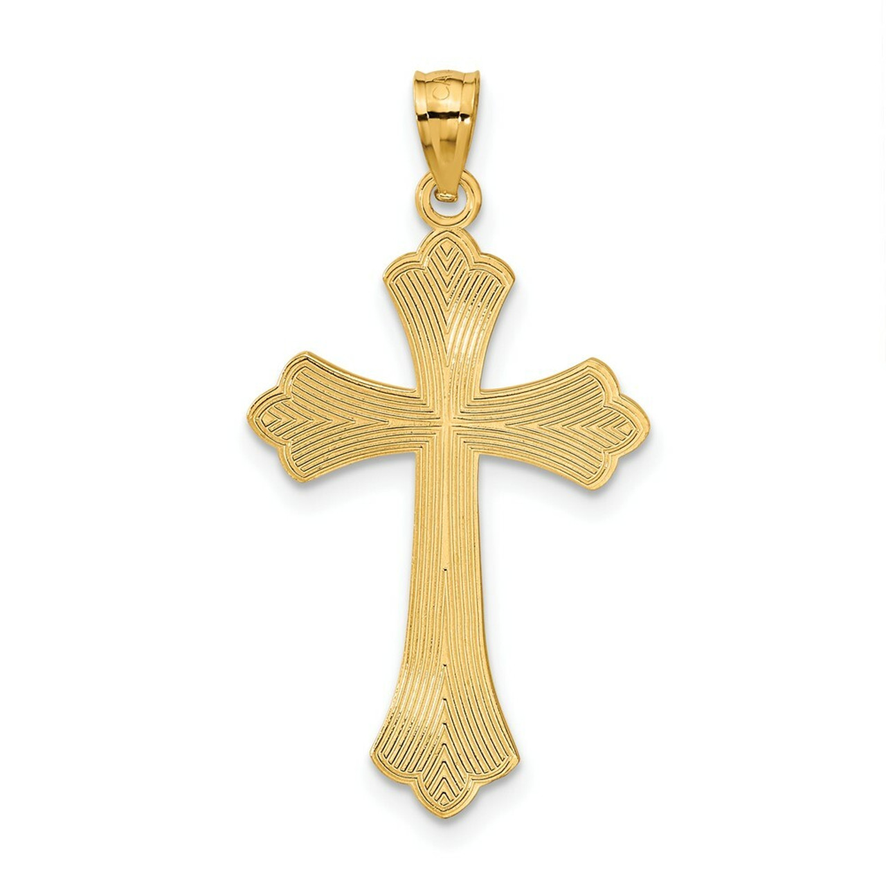 14K Yellow Gold Diamond-cut Cross Pendant 34mm length - (A83-297)