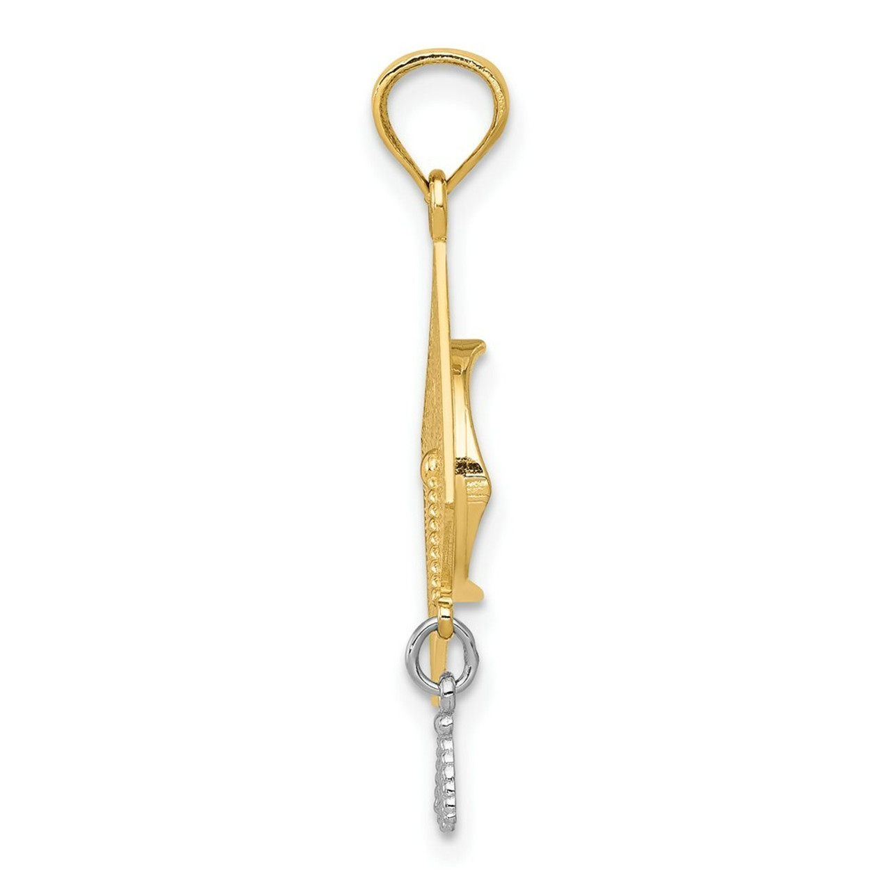 14K Two-tone Gold 3-D Graduation Cap with Moveable Tassel Pendant - (A83-625)