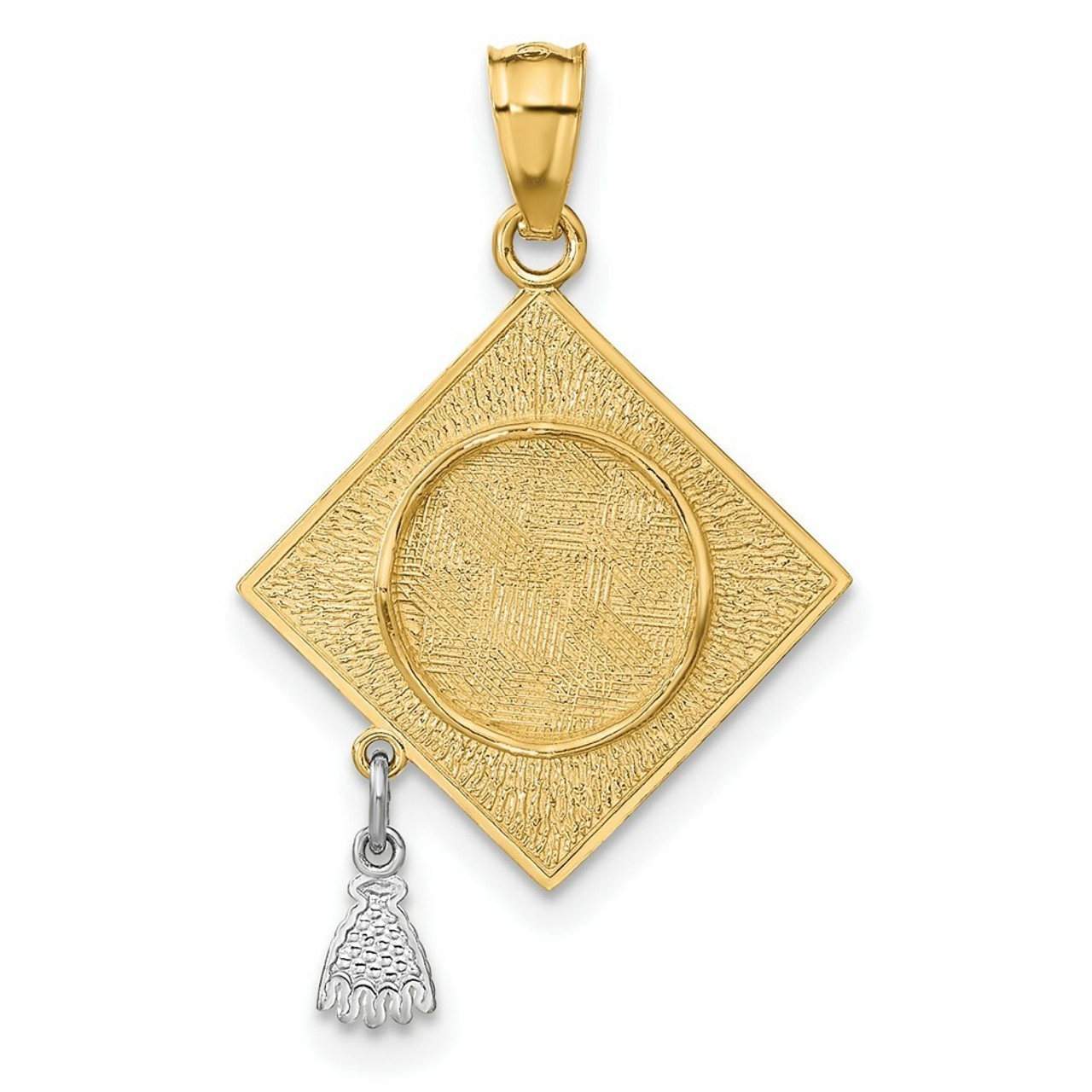 14K Two-tone Gold 3-D Graduation Cap with Moveable Tassel Pendant - (A83-625)