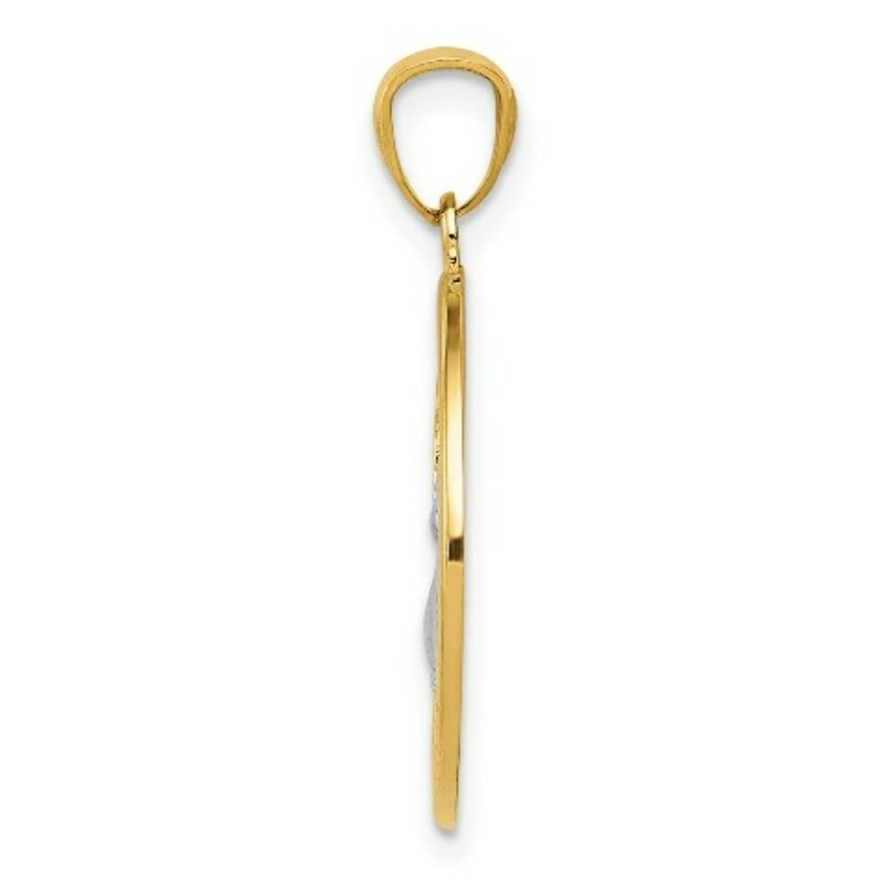 14K Yellow Gold Yellow Gold Rhodium Plated Polished Peace Dove Pendant - (A83-685)