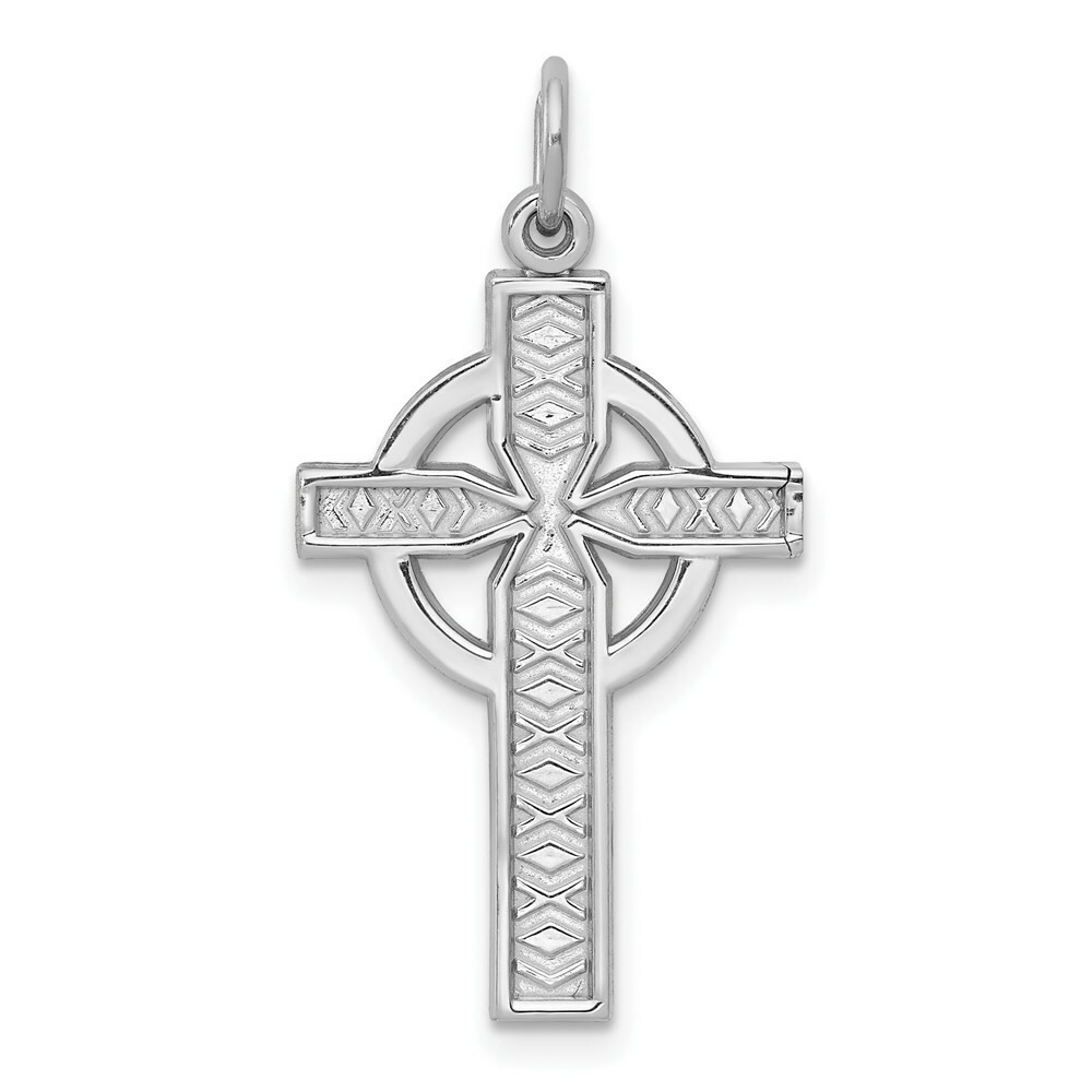 14K White Gold Celtic Cross Charm - (A83-955) - Roy Rose Jewelry