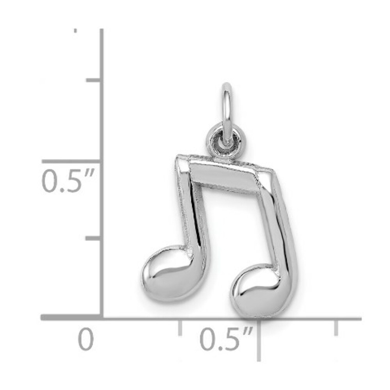 14K White Gold Polished Musical Note Charm - (A84-125)
