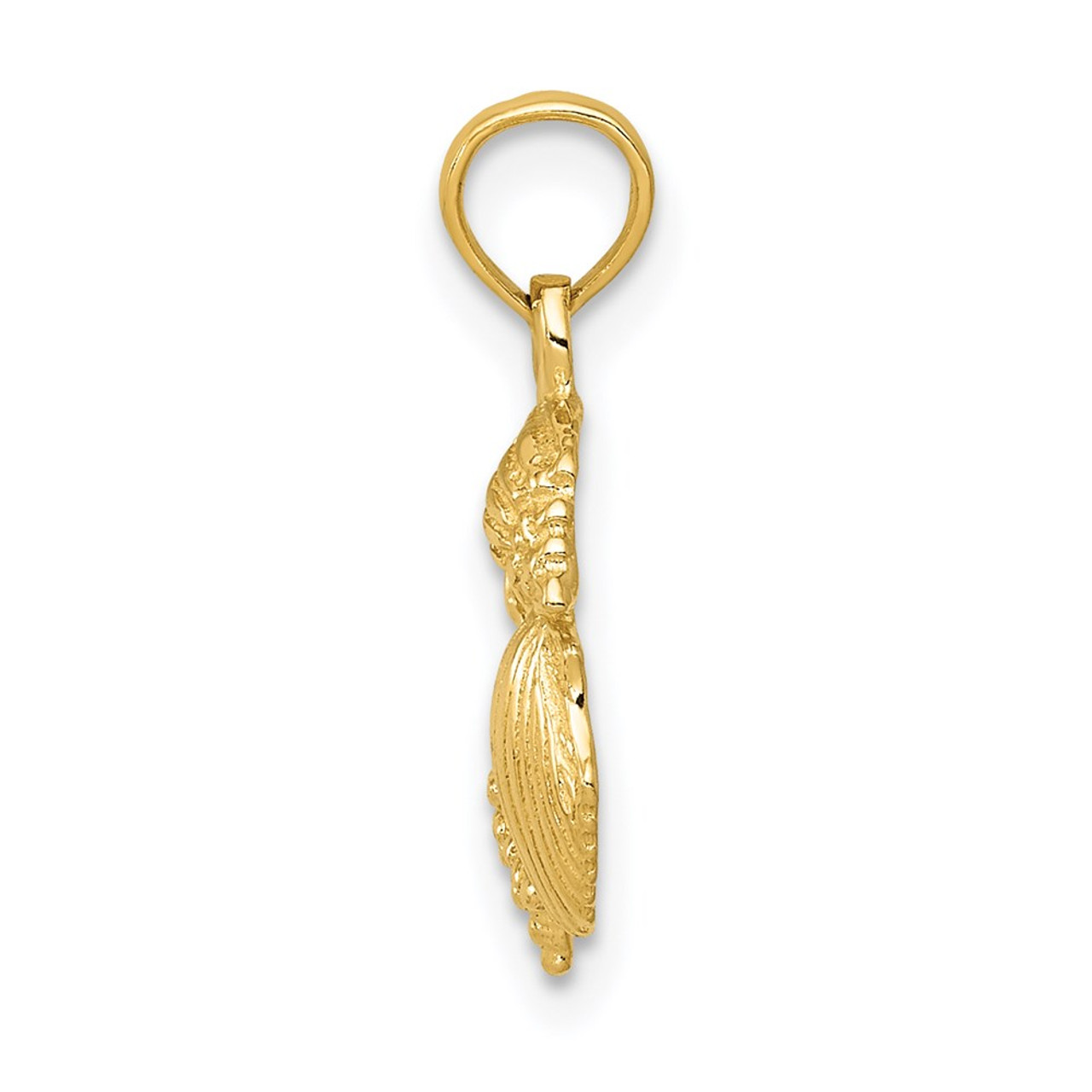 14K Yellow Gold Solid Polished Mini Shell Cluster Pendant - (A84-289)