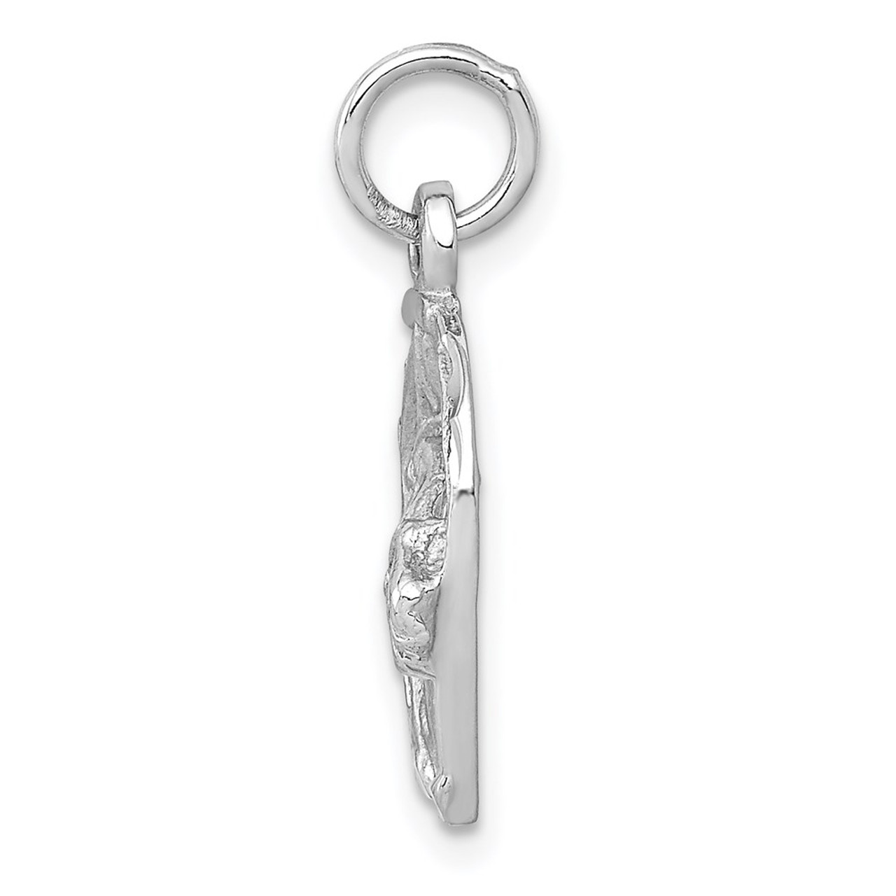 14K White Gold Diamond-cut Horse Head In Horseshoe Charm - (A84-438)