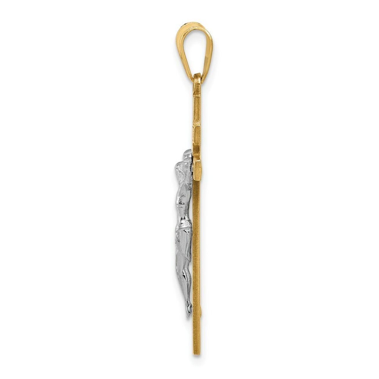 14K Two-tone Gold INRI Crucifix Pendant 37mm length - (A84-527)