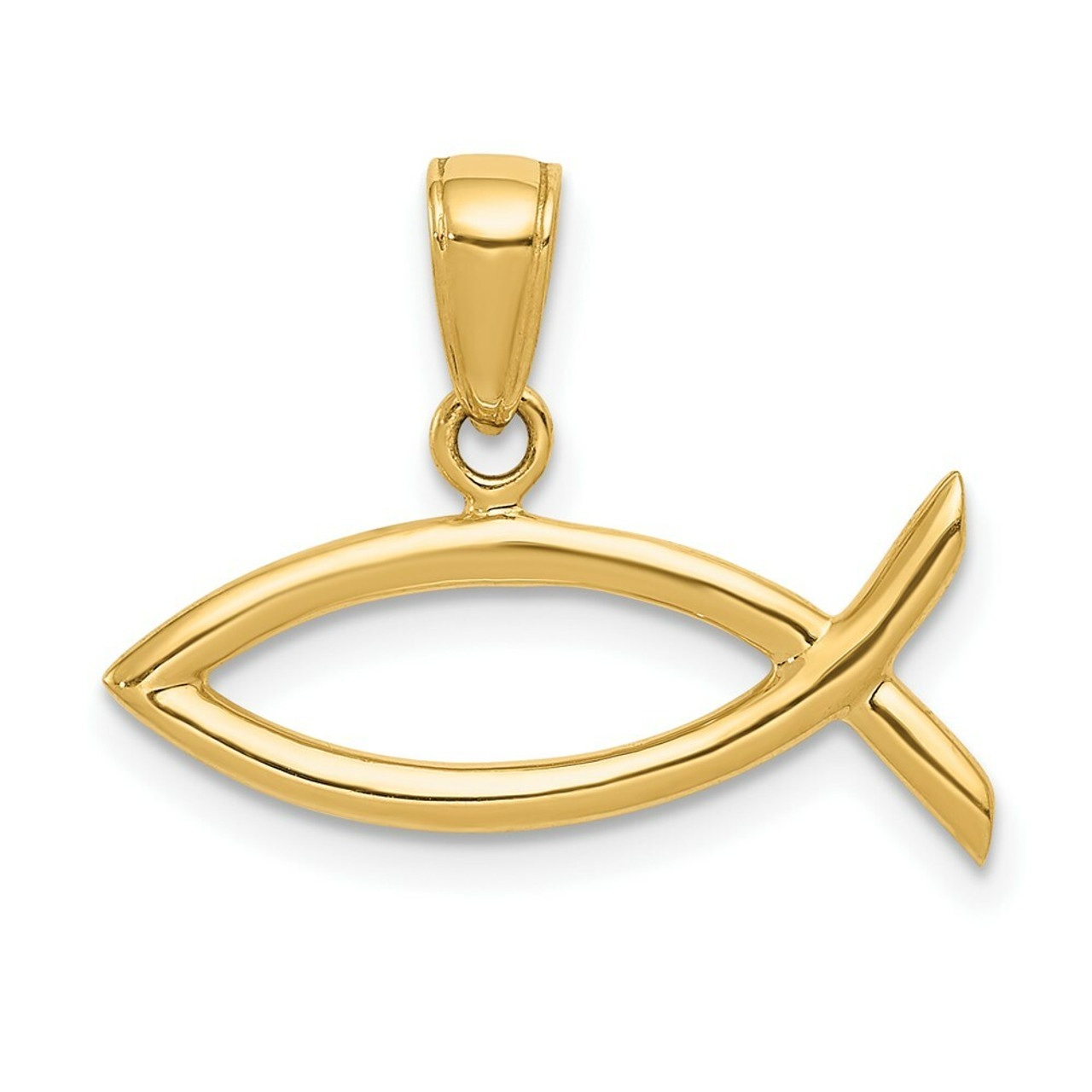 14K Yellow Gold Ichthus Fish Pendant - (A84-567)