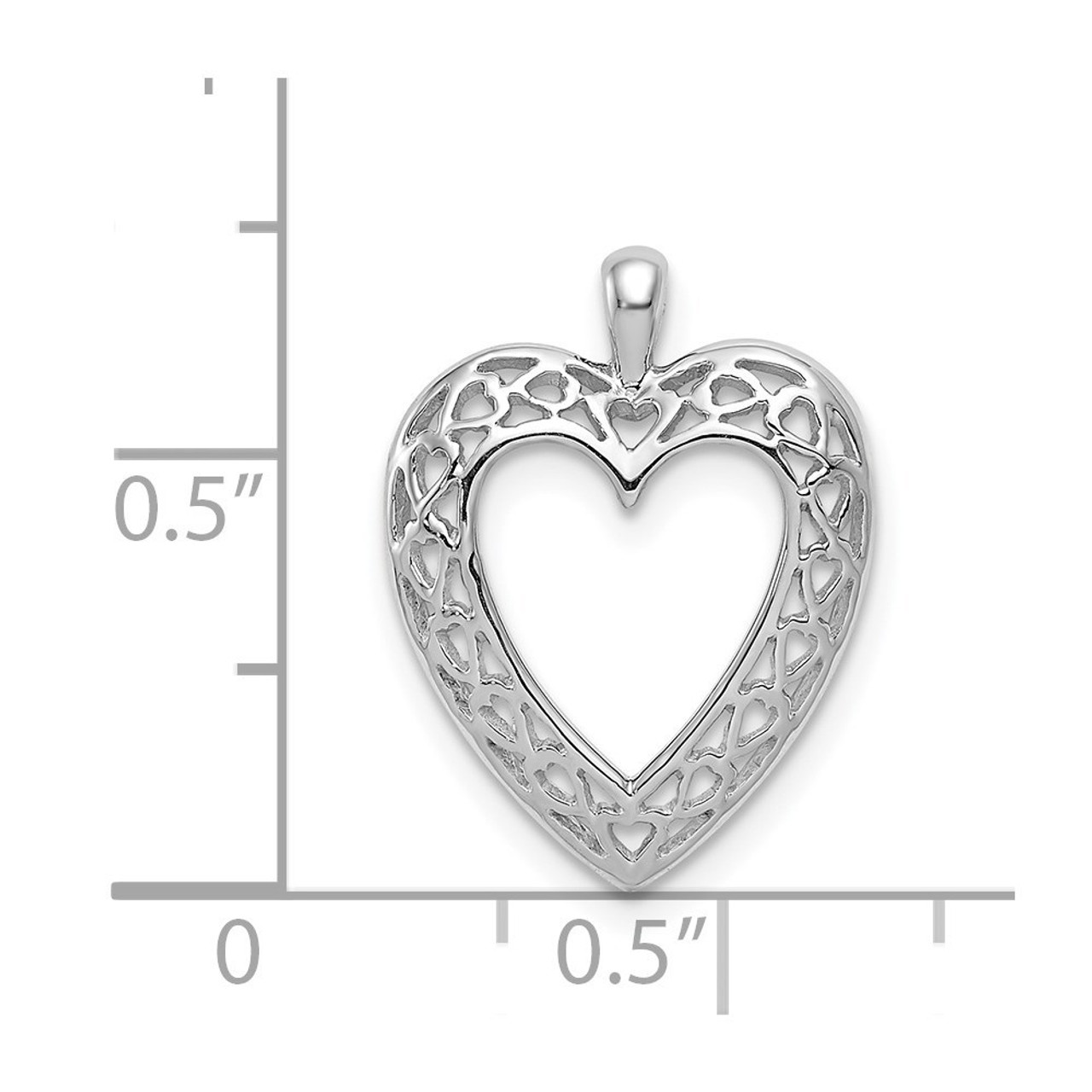 14K White Gold Heart Pendant - (A84-775)
