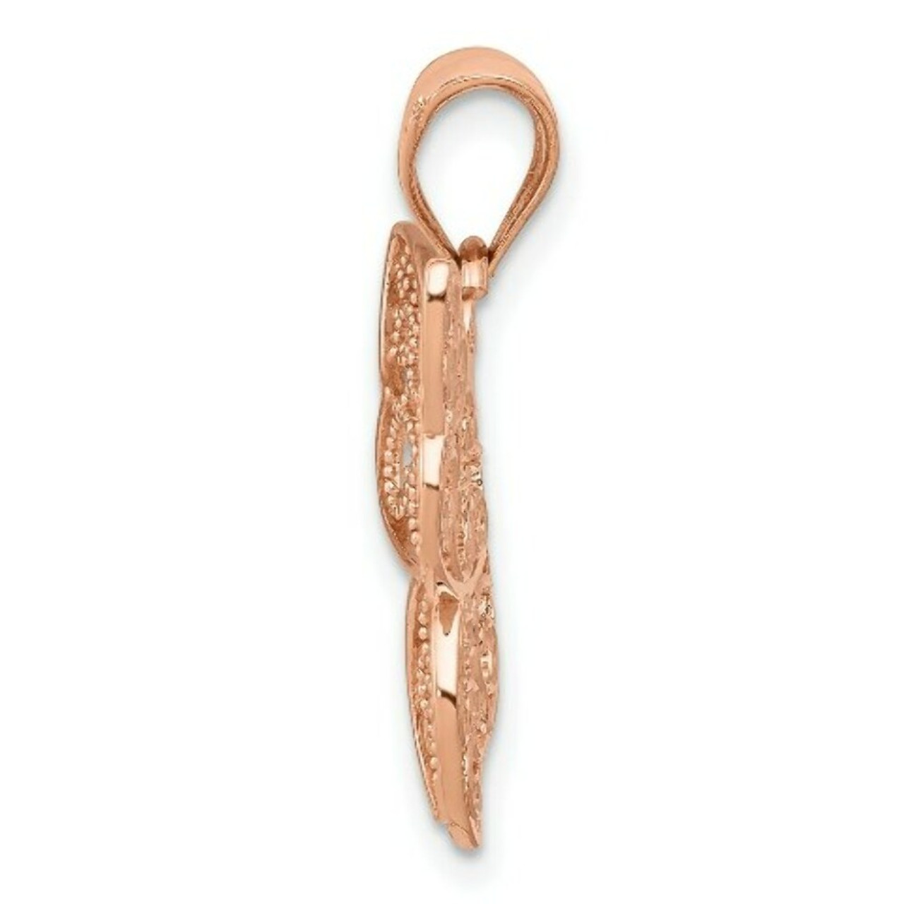 14K Rose Gold Polished Filigree Butterfly Pendant - (A85-131)