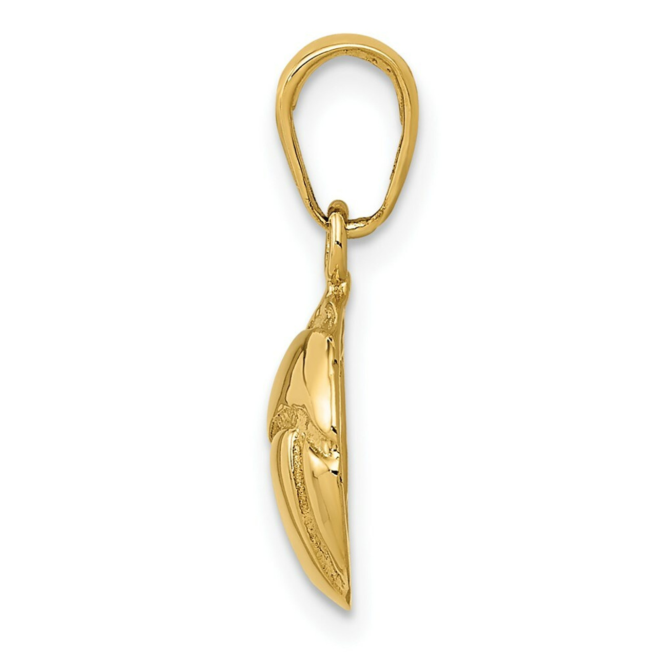 14K Yellow Gold Solid Satin & Diamond-cut Volleyball Charm - (A85-374)