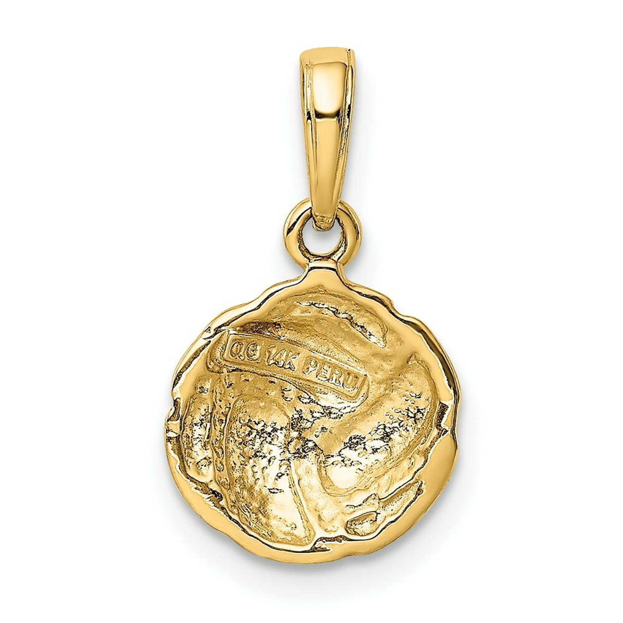 14K Yellow Gold Solid Satin & Diamond-cut Volleyball Charm - (A85-374)