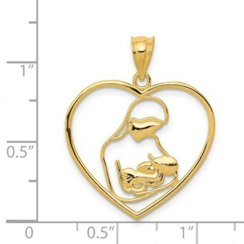 14K Yellow Gold Mother & Child In Heart Pendant - (A85-541) - Roy