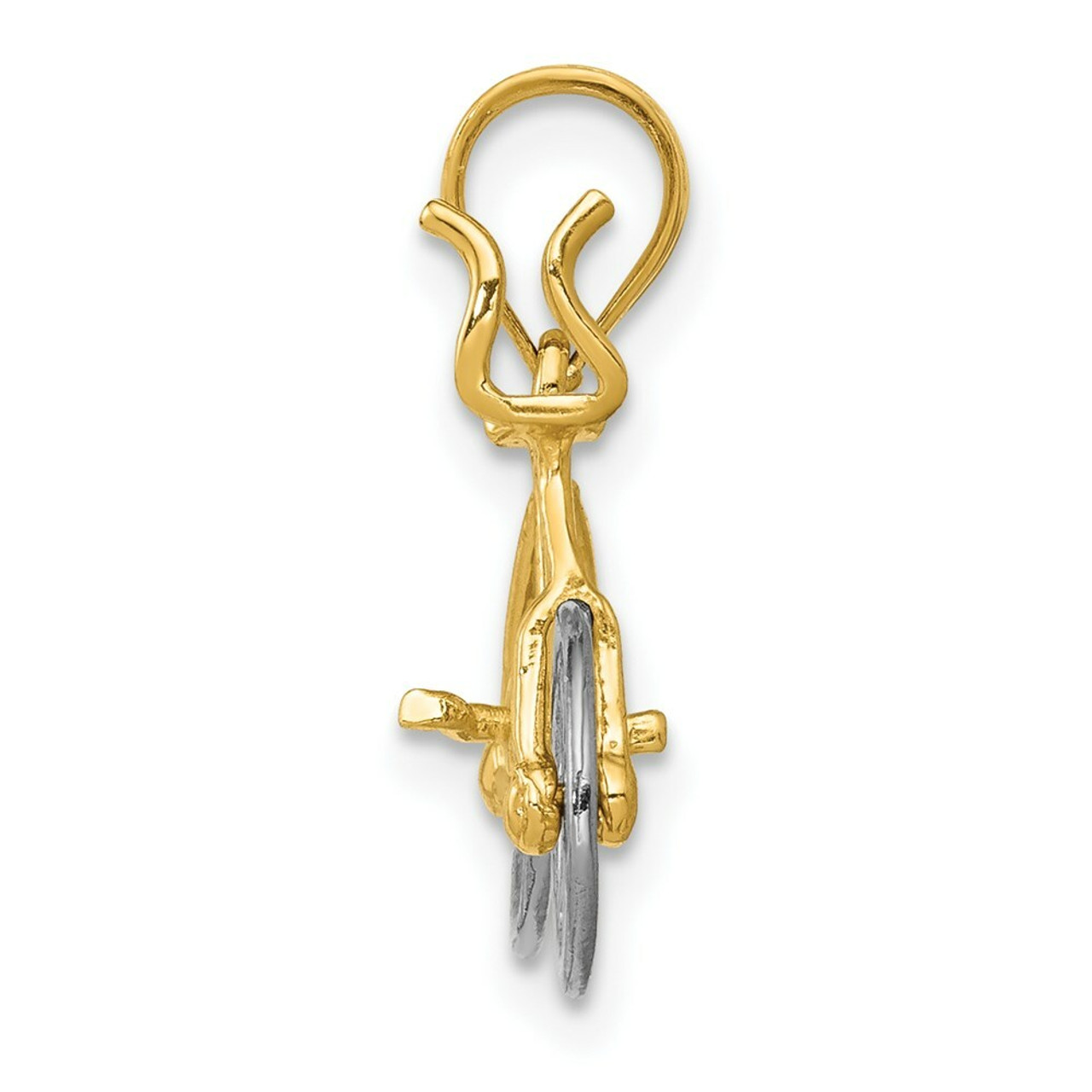 14K Yellow Gold Yellow & White Gold Moveable Bicycle Pendant - (A85-700)