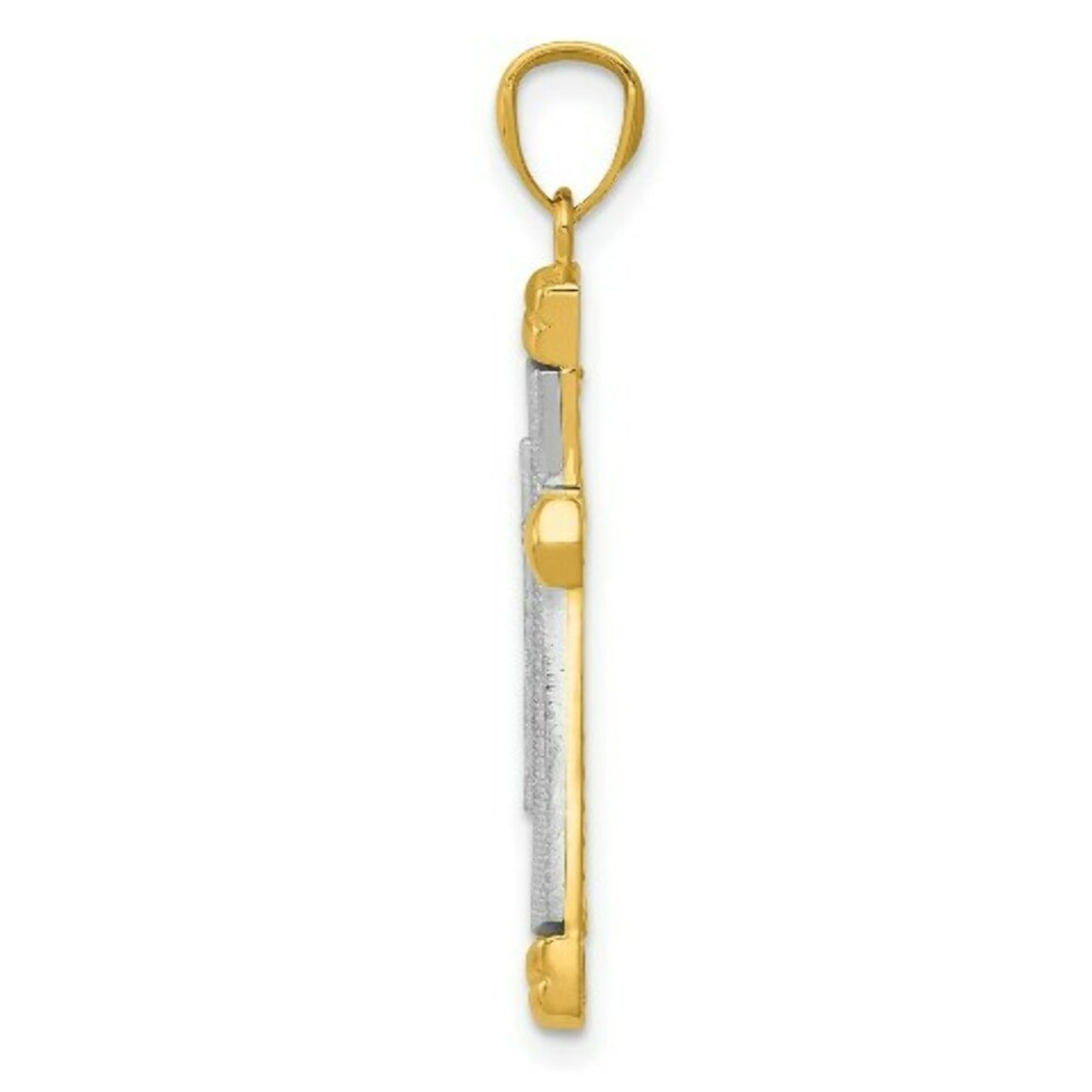 14K Yellow Gold and White Gold Polished DC Cross Pendant - (A85-777)