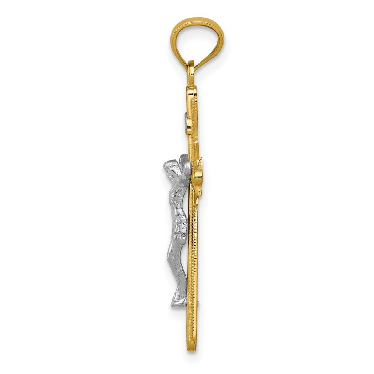 14K Two-tone Gold Polished Crucifix Pendant - (A85-782)