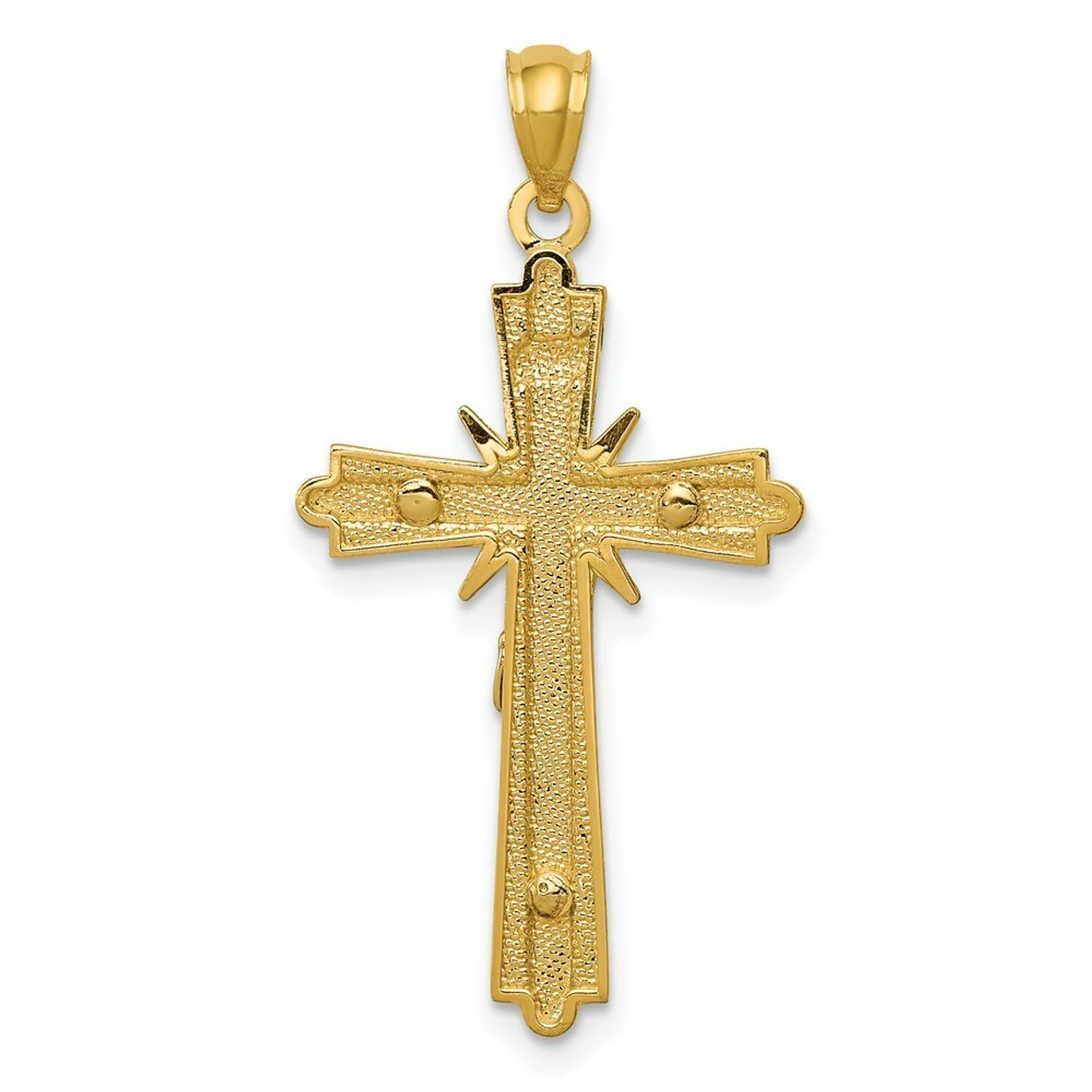 14K Two-tone Gold Polished Crucifix Pendant - (A85-782)
