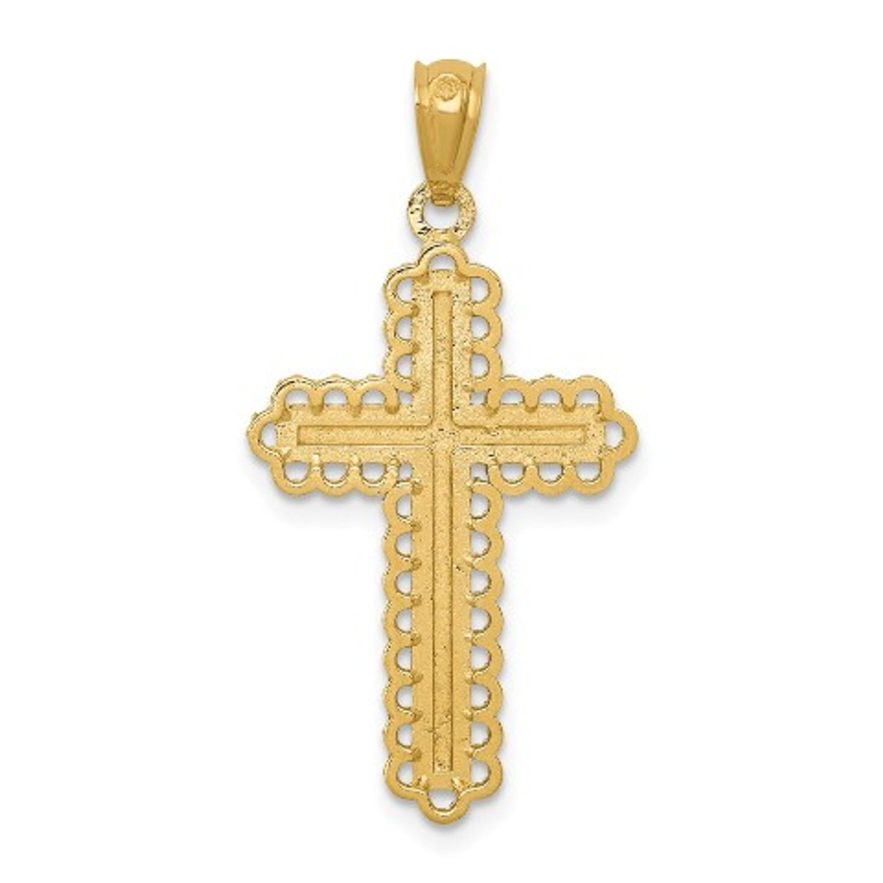 14K Two-tone Gold Two-tone Diamond-cut Budded Cross Pendant - (A85