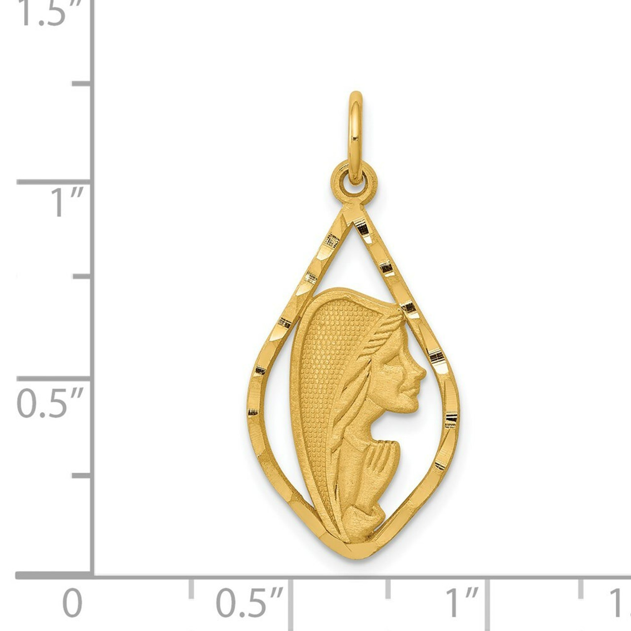 14K Yellow Gold Blessed Mary Charm - (A86-733)