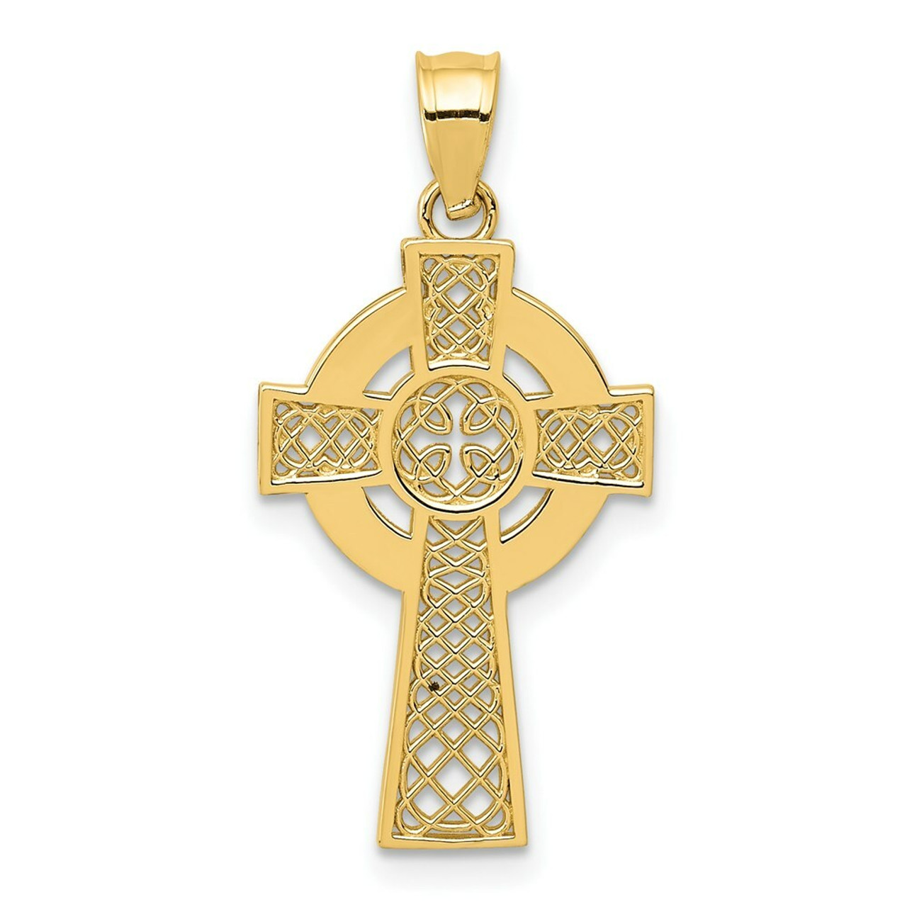14K Yellow Gold Celtic Cross Pendant - (A87-233)