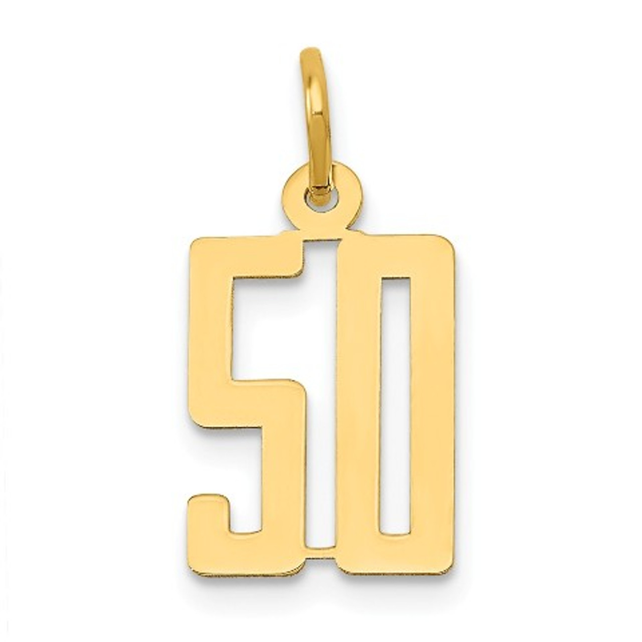 14k Yellow Gold Small Polished Elongated 50 Charm - (A87-266)