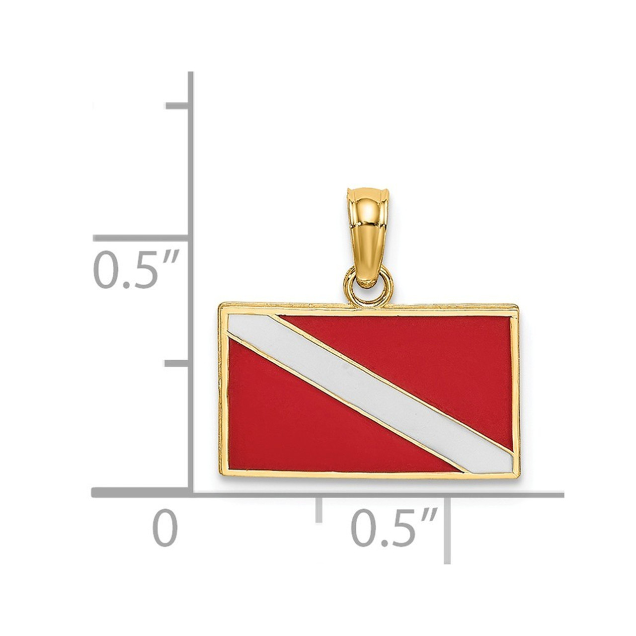 14K Yellow Gold Dive Flag With Red & White Enamel - (A91-376)