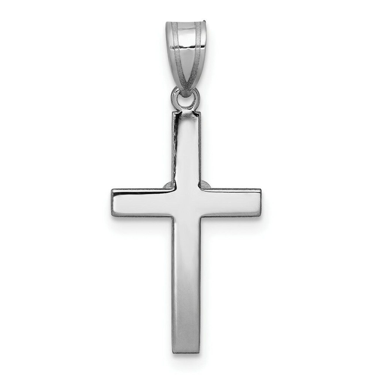 14K White Gold Diamond Accent Heart Cross Pendant - (A97-216)