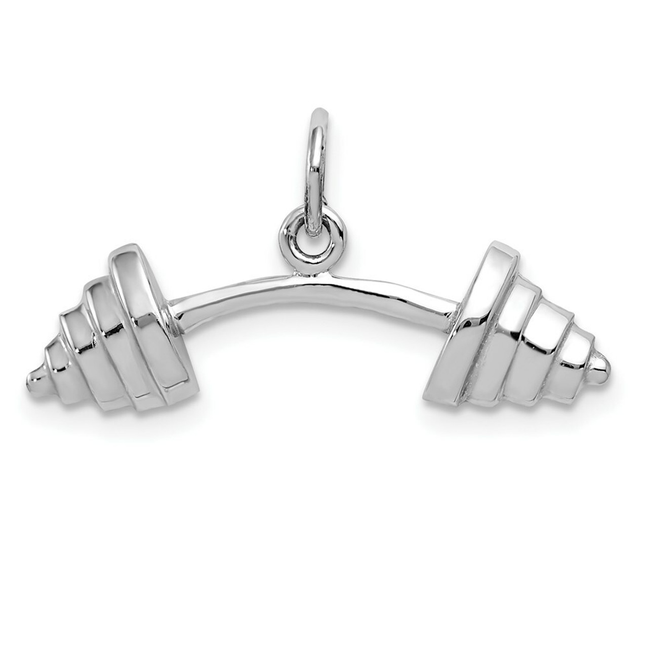 14K White Gold Barbell Charm Pendant - (A98-408)