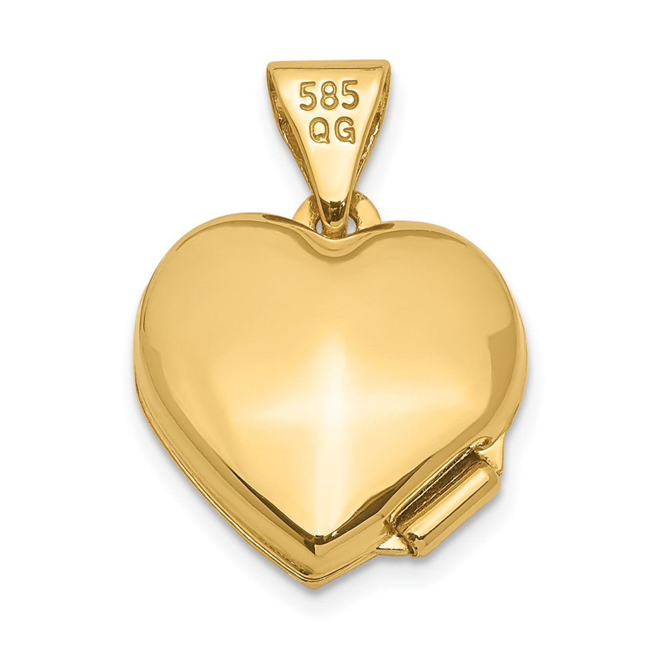 14K Yellow Gold 12mm Heart with Diamond Locket 12x12mm - (A99-580)