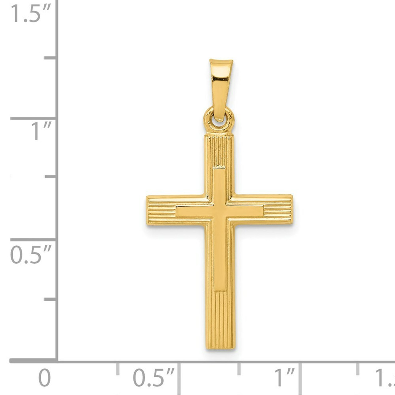 14K Yellow Gold Brushed and Polished Latin Cross Pendant - (B11-215)