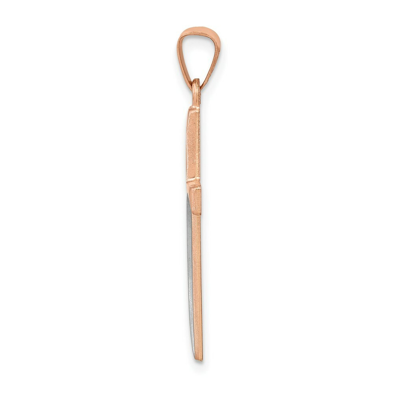 14K Rose Gold Rhodium Hollow Cross Pendant - (B11-316)
