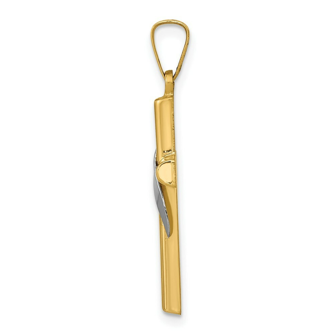14K Two-tone Gold Hollow Cross Charm - (B11-479)