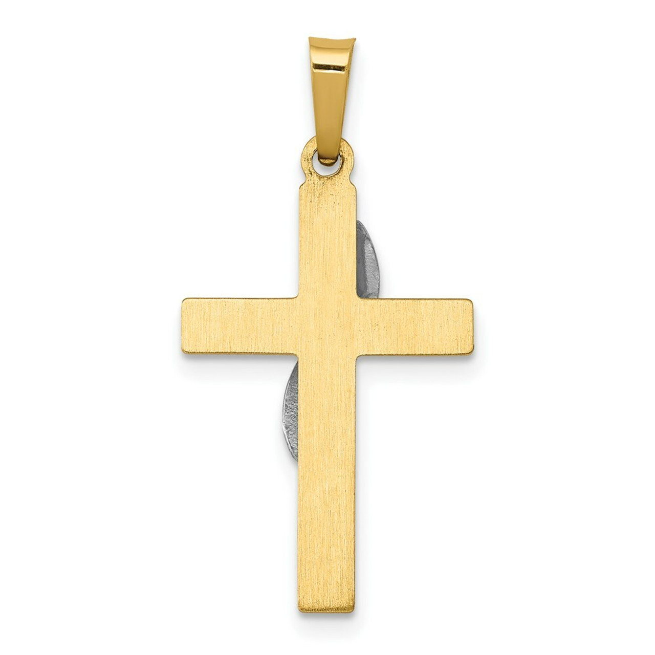 14K Two-tone Gold Hollow Cross Charm - (B11-479)