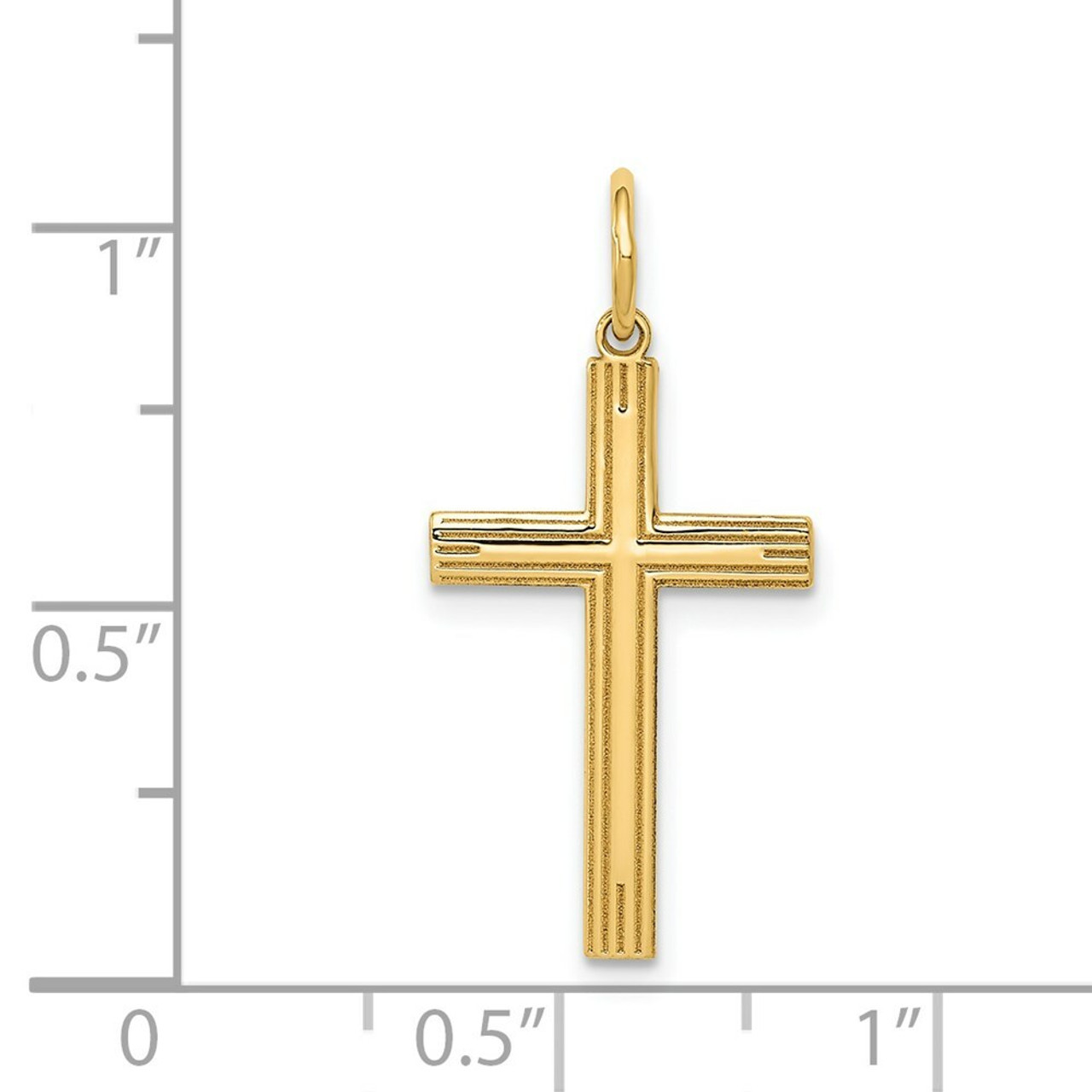 14K Yellow Gold Laser Designed Cross Pendant 26mm length - (B11-686)