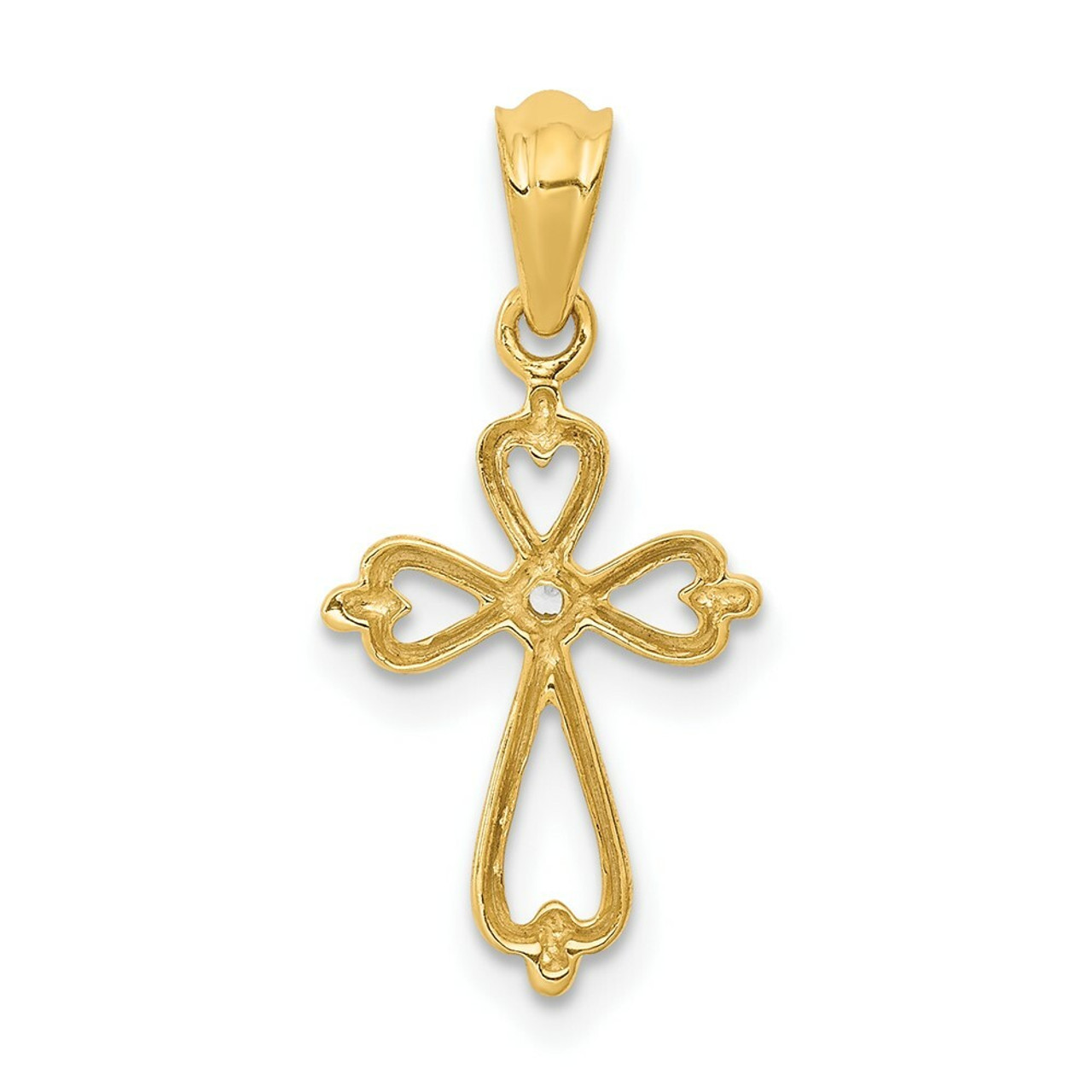 14K Yellow Gold Diamond Accented Cross Pendant - (B13-560)