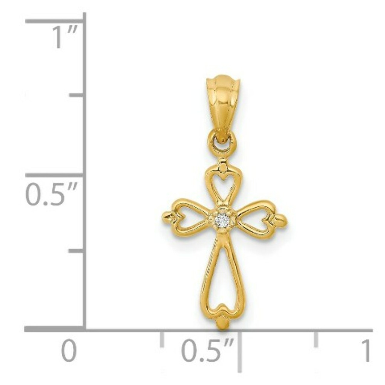 14K Yellow Gold Diamond Accented Cross Pendant - (B13-560)