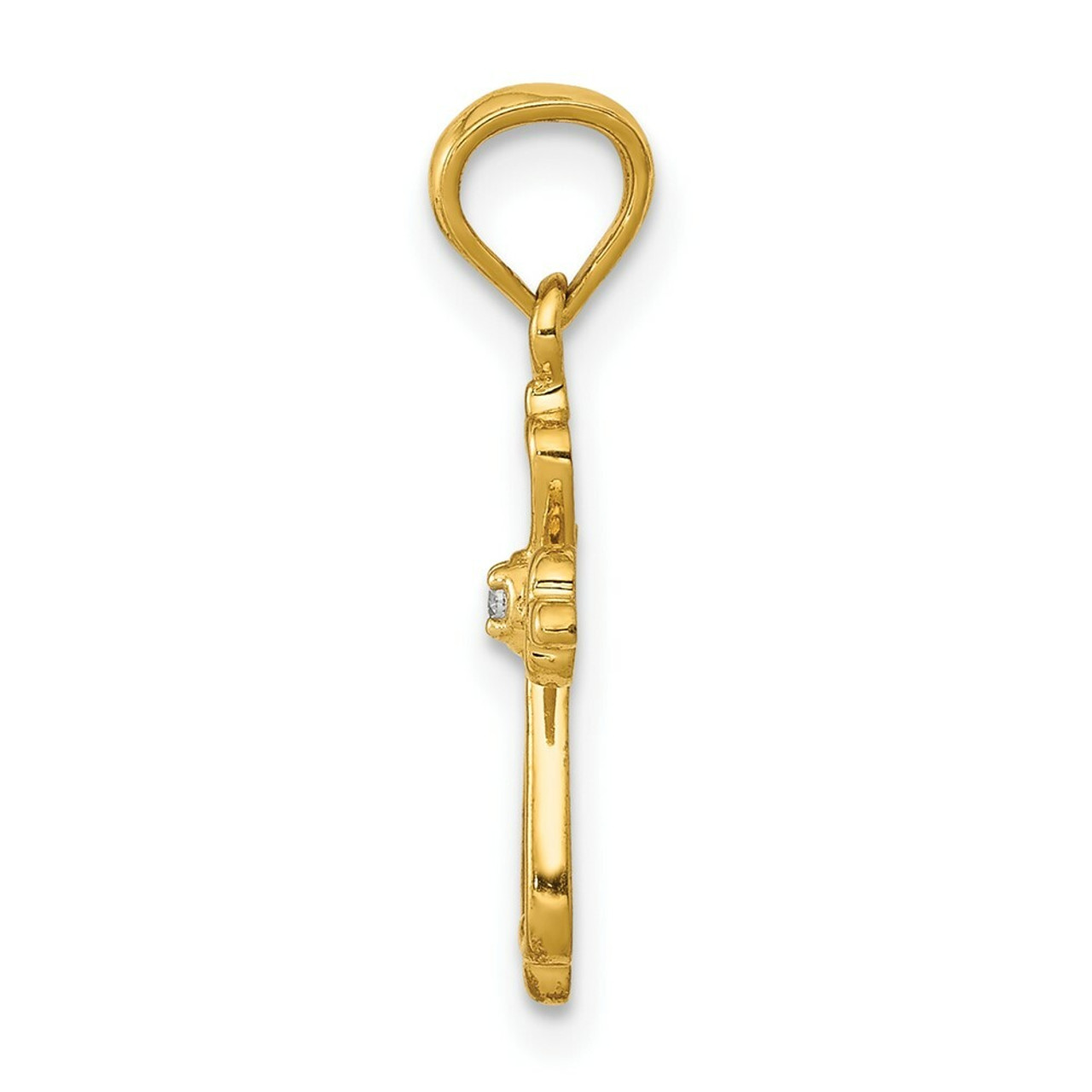 14K Yellow Gold Diamond Accented Cross Pendant - (B13-560)