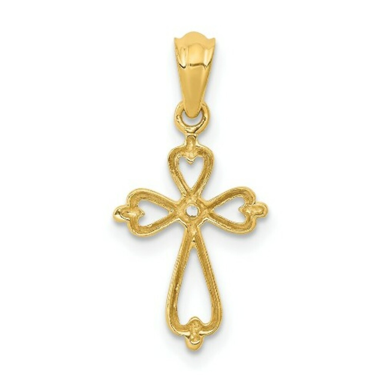 14K Yellow Gold Diamond Accented Cross Pendant - (B13-560)