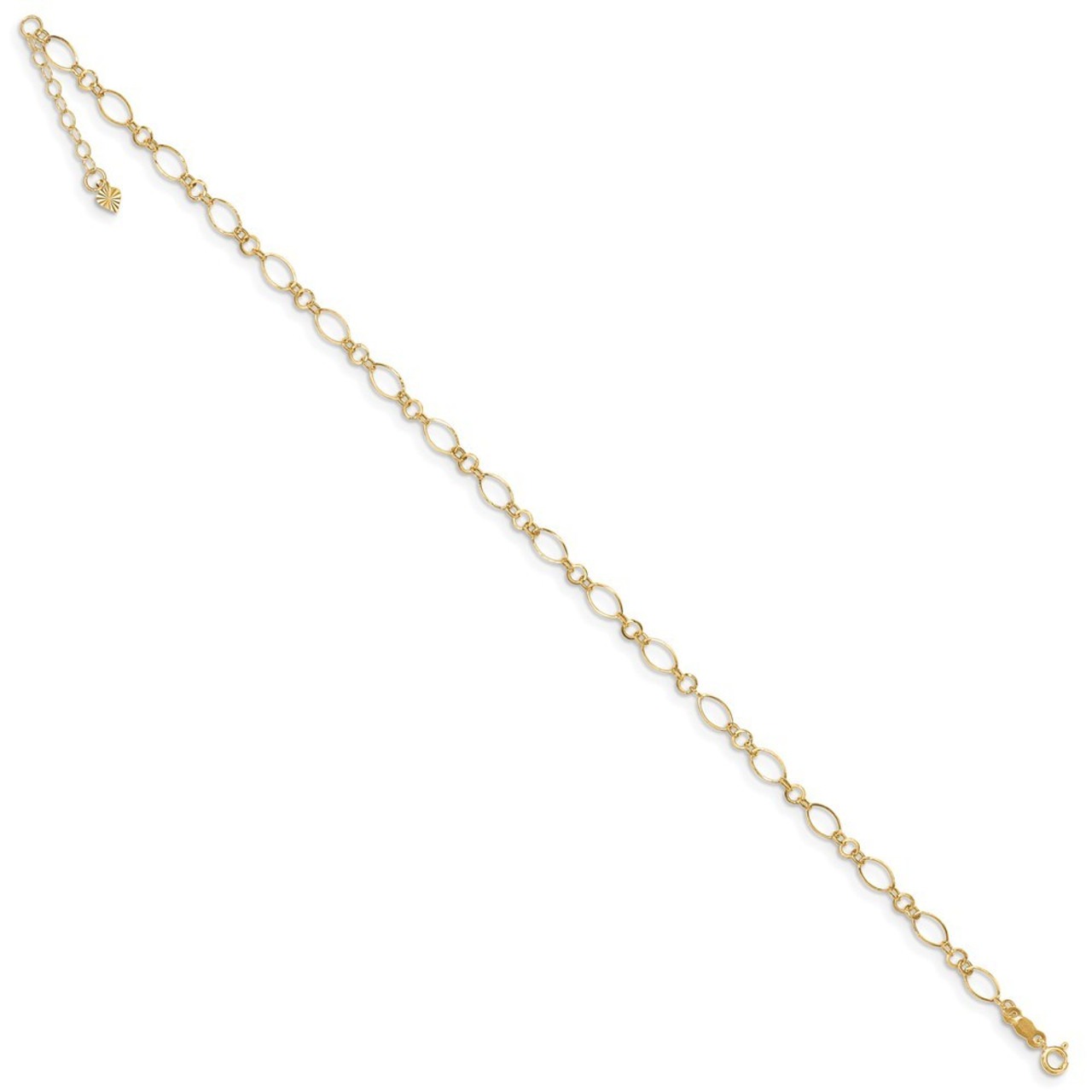 14K Yellow Gold with 1'' extension Anklet Bracelet - Length 10'' inches - (C64-124)