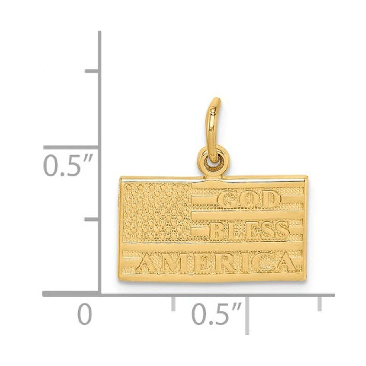 14K Yellow Gold God Bless America Flag Charm - (A82-935)