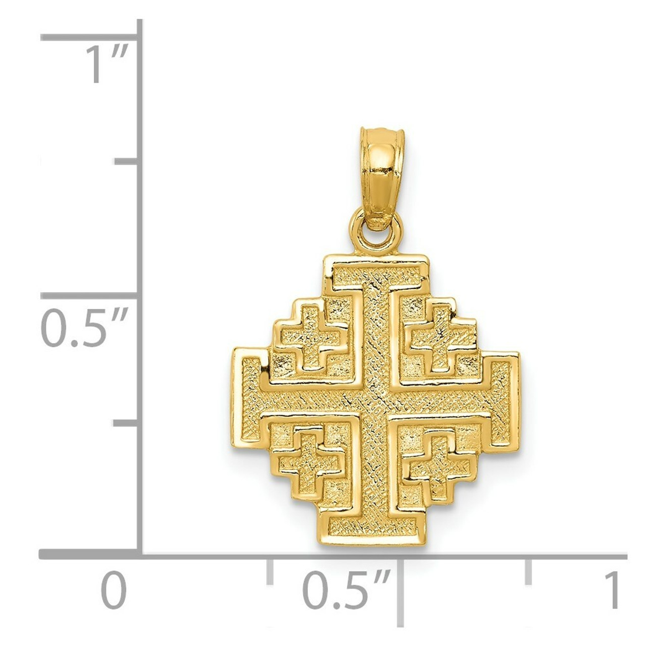 14K Yellow Gold Jerusalem Cross Pendant - (A83-677)