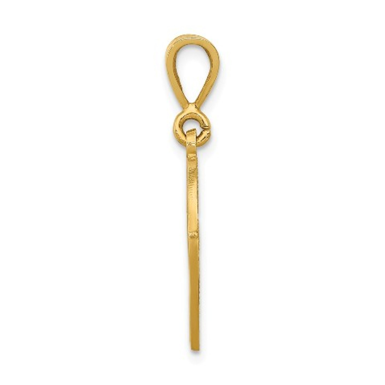 14K Yellow Gold Initial Letter V Charm Pendant - (A83-910)