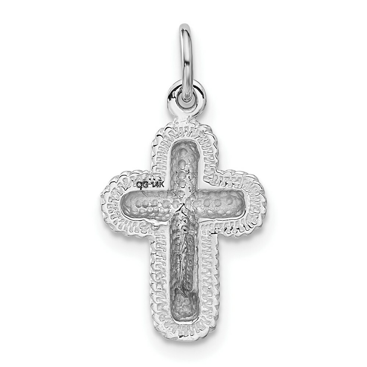 14K White Gold Polished Cross Charm - (A83-957)