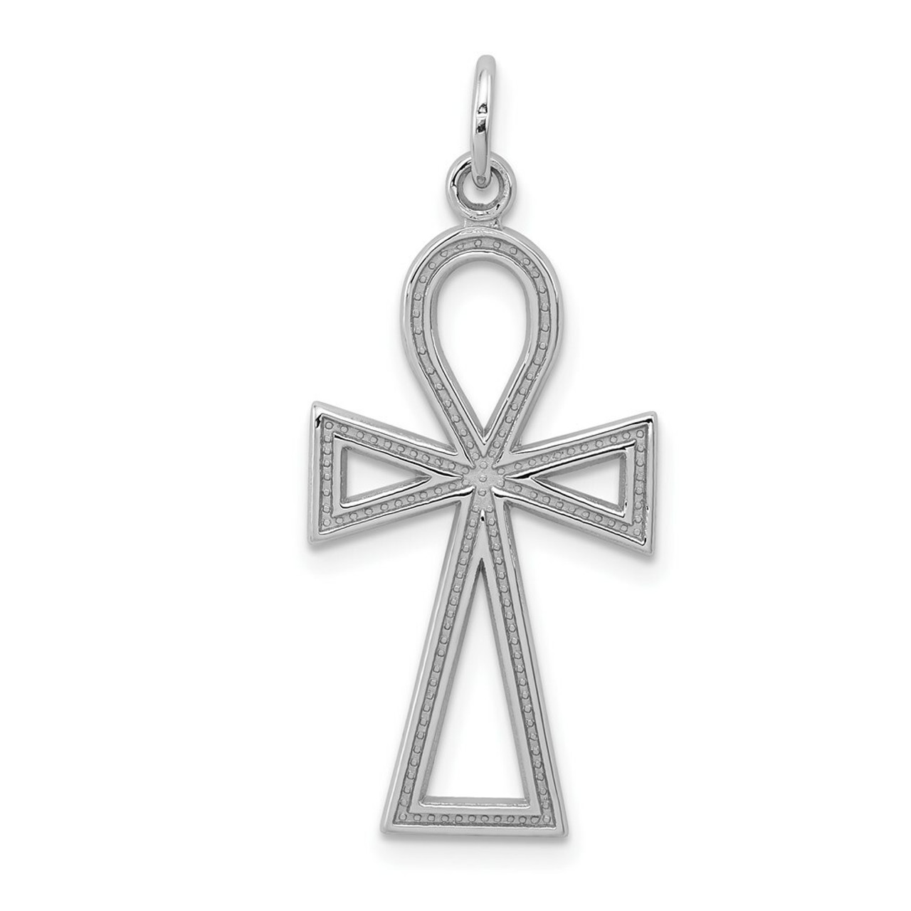 14K White Gold Ankh Cross Pendant - (A83-974)