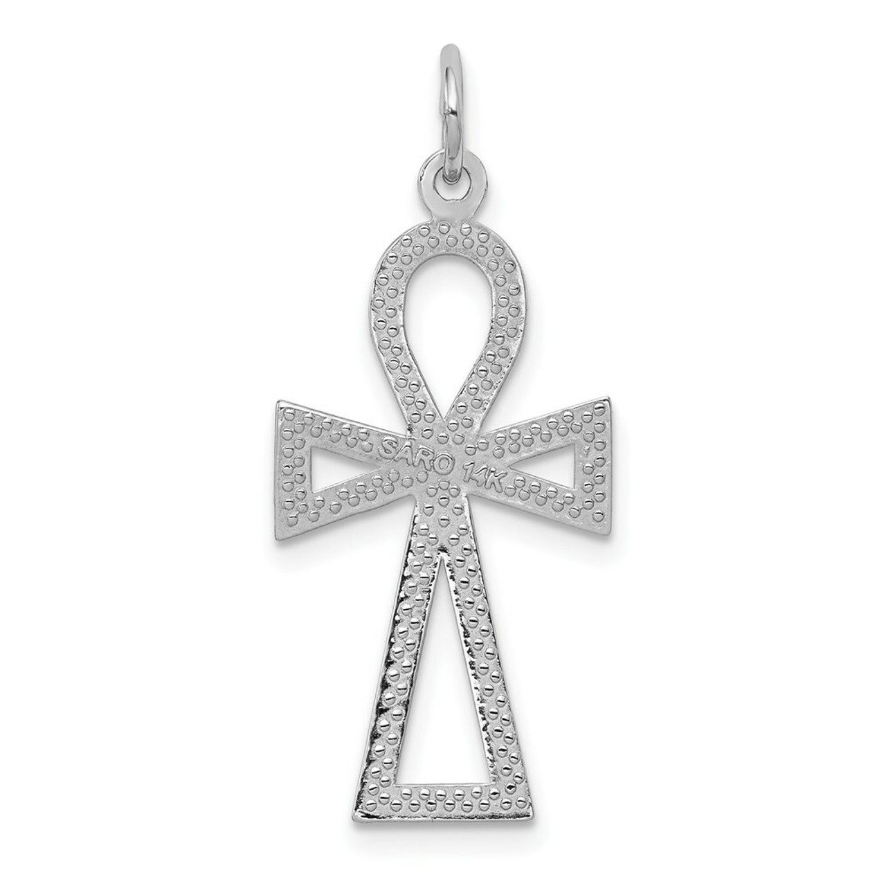 14K White Gold Ankh Cross Pendant - (A83-974)