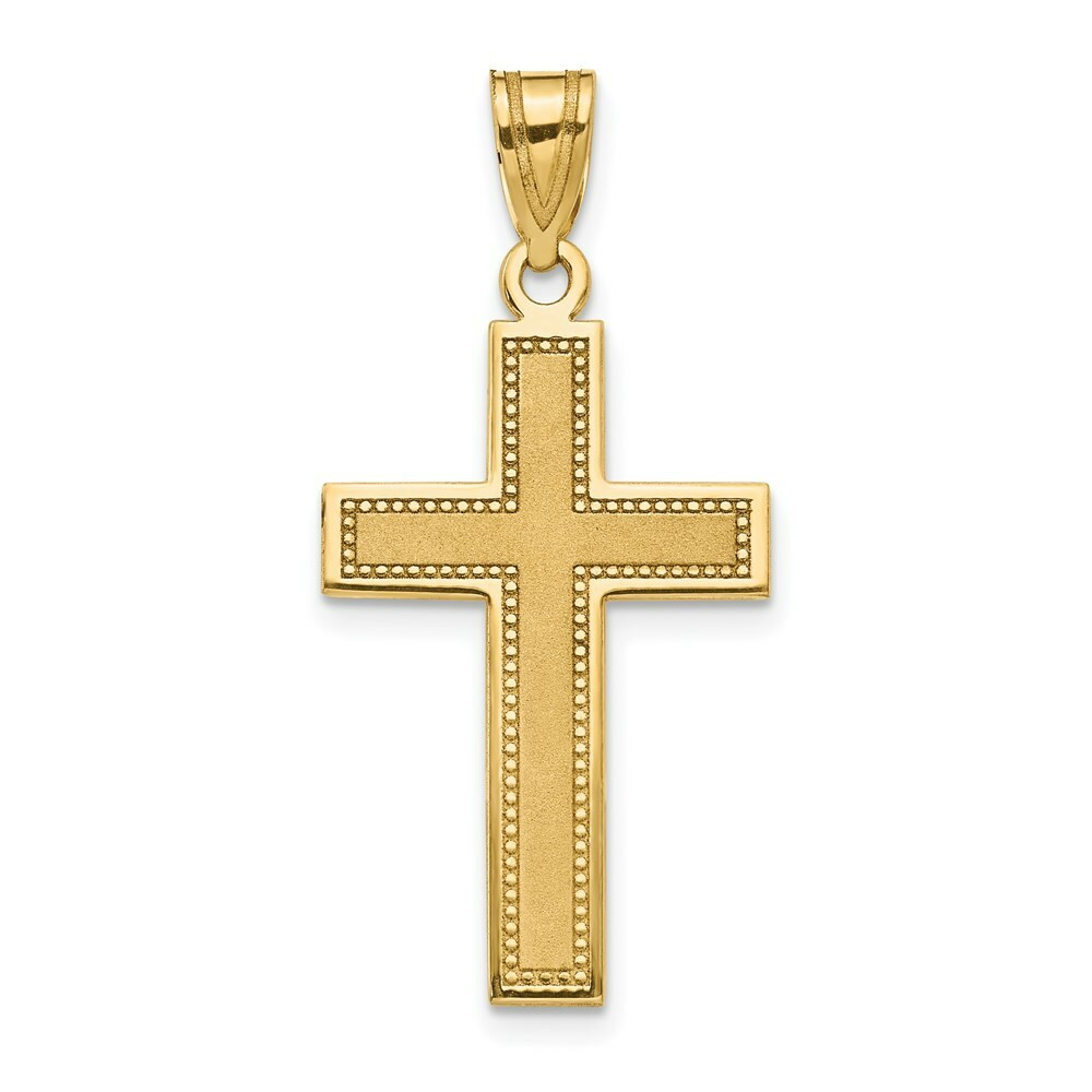 14K Yellow Gold Large Satin Cross Pendant - (A83-998) - Roy Rose