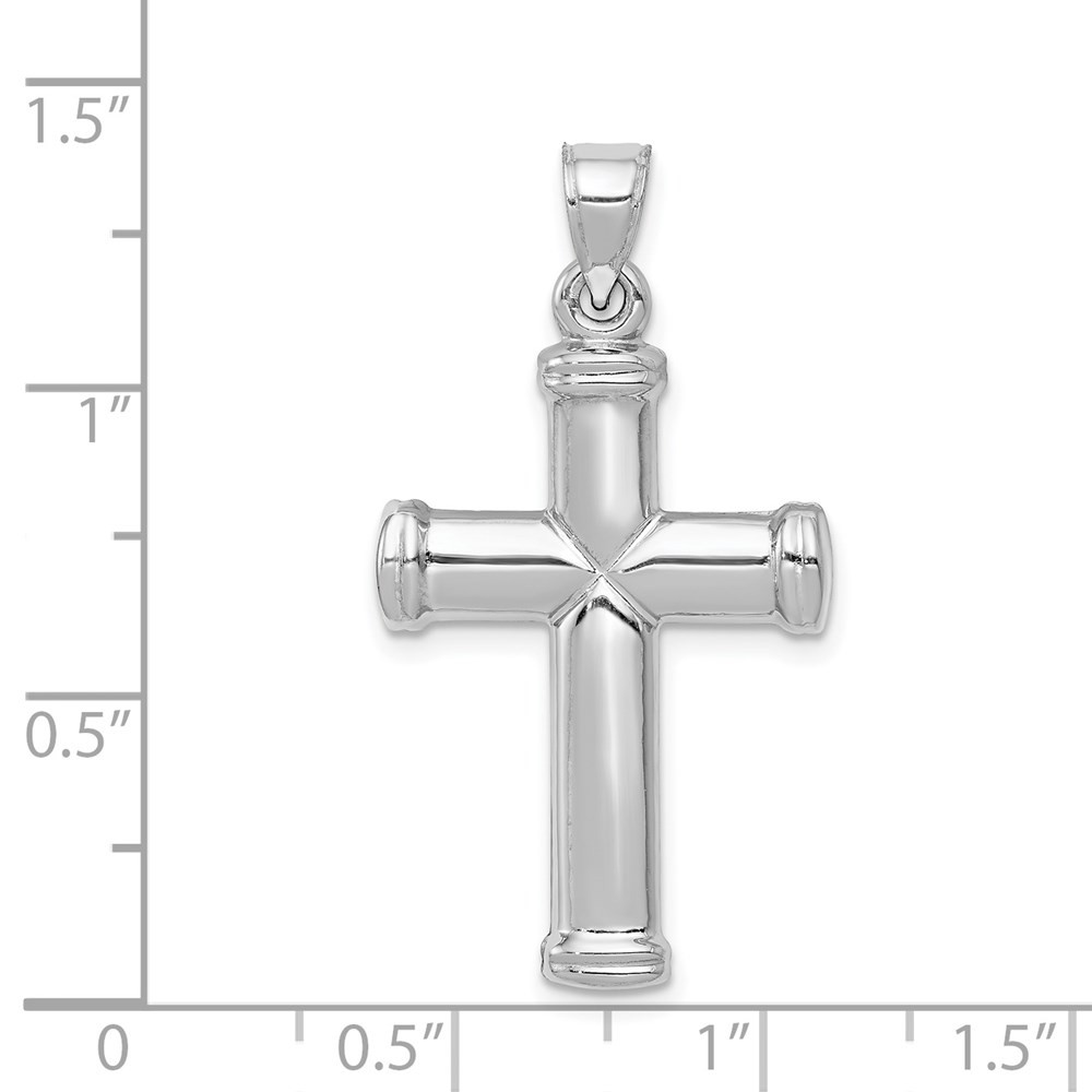14K White Gold Polished Cross Pendant 34mm length - (A84-183