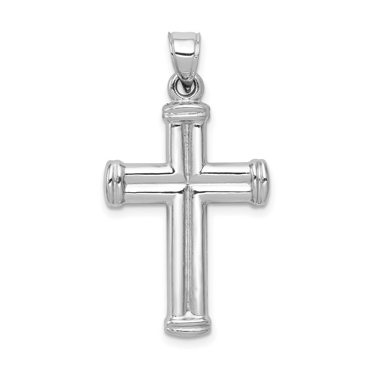 14K White Gold Hollow Cross Pendant 35mm length - (A84-188)
