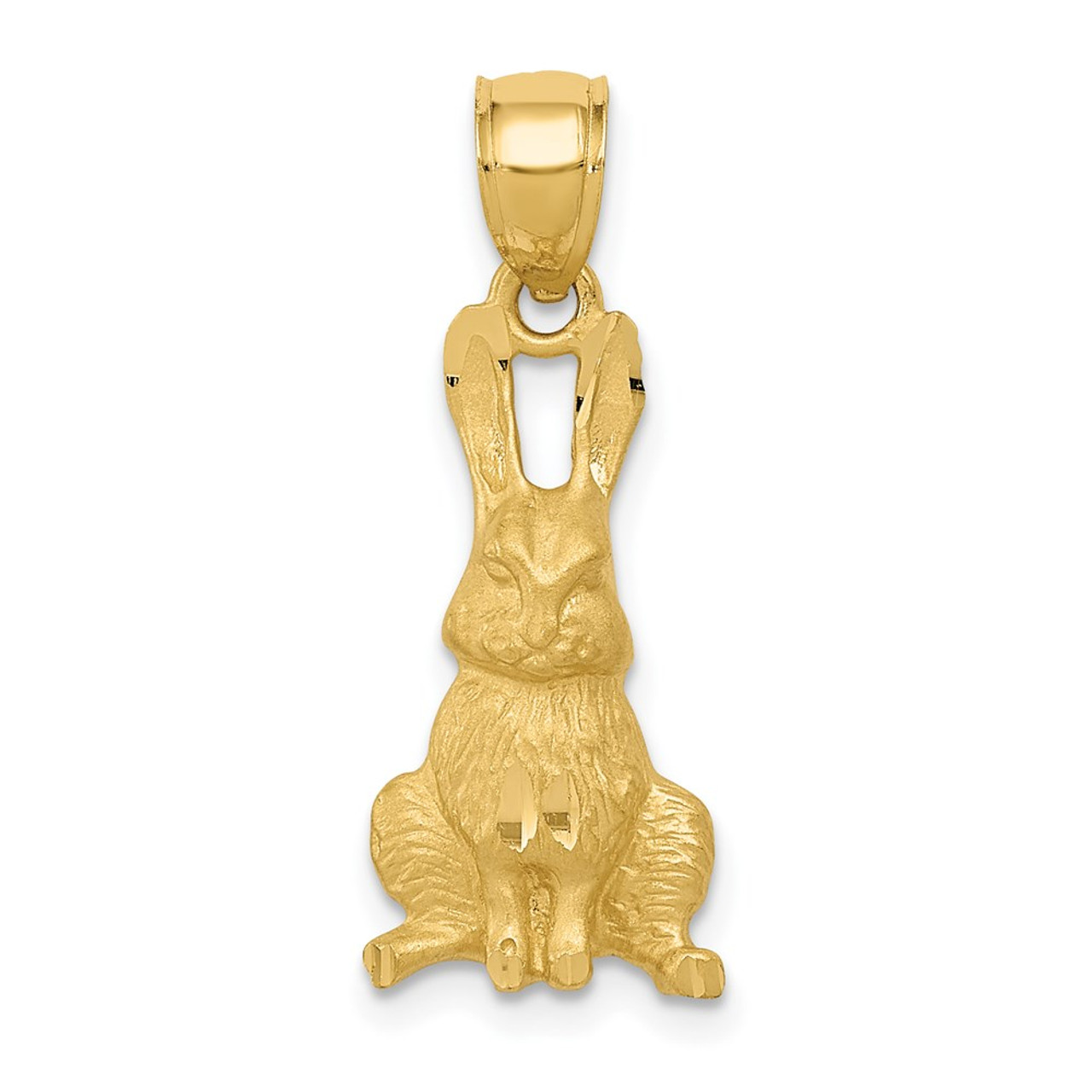 14K Yellow Gold Diamond-cut Rabbit Pendant - (A84-745)