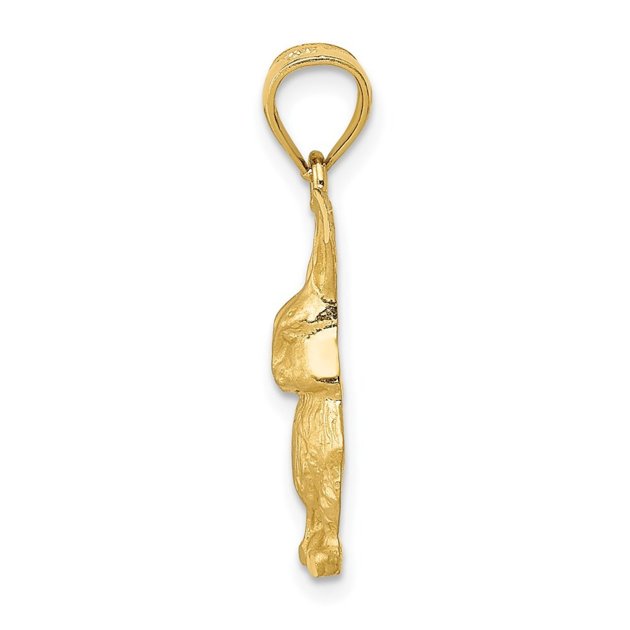 14K Yellow Gold Diamond-cut Rabbit Pendant - (A84-745)