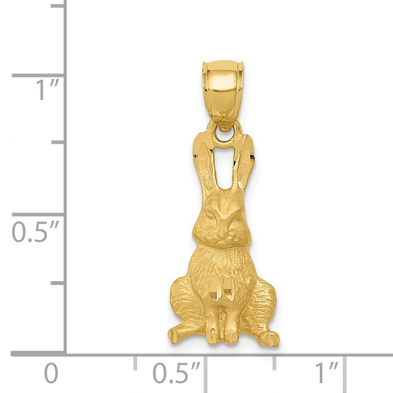 14K Yellow Gold Diamond-cut Rabbit Pendant - (A84-745)