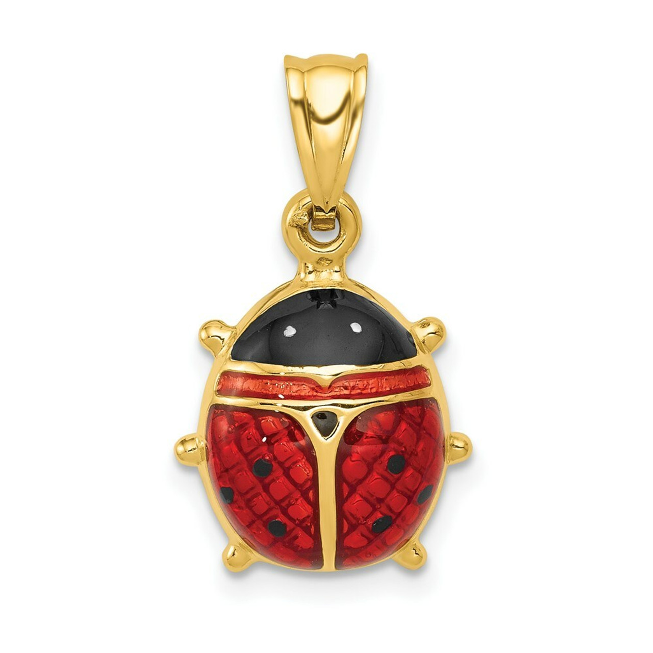 14K Yellow Gold Enameled Ladybug Charm - (A84-751)